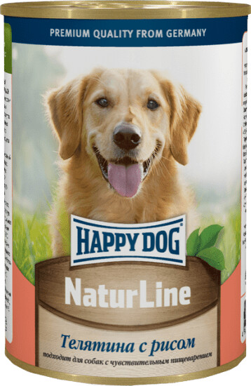 HAPPY DOG Natur Line 410 г консервы для собак телятина с рисом