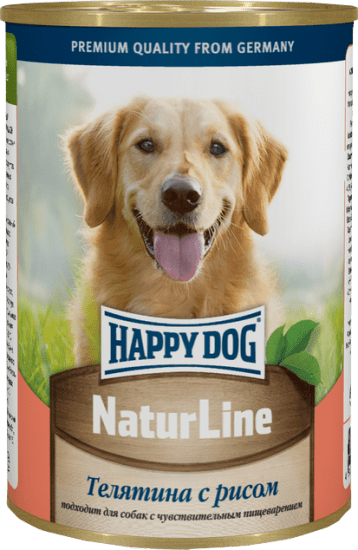 HAPPY DOG Natur Line 410 г консервы для собак телятина с рисом