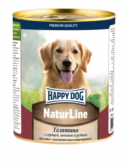 HAPPY DOG Natur Line 970 г консервы для собак телятина с сердцем, печенью и рубцом