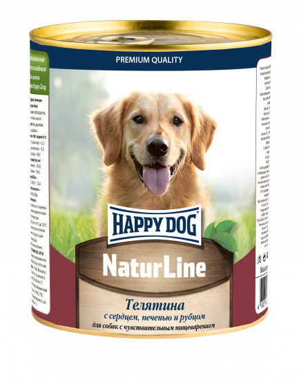 HAPPY DOG Natur Line 970 г консервы для собак телятина с сердцем, печенью и рубцом