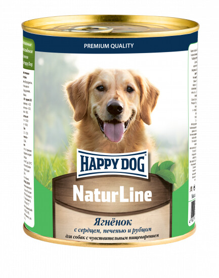 HAPPY DOG Natur Line 970 г консервы для собак с ягненком, с сердцем, печенью и рубцом