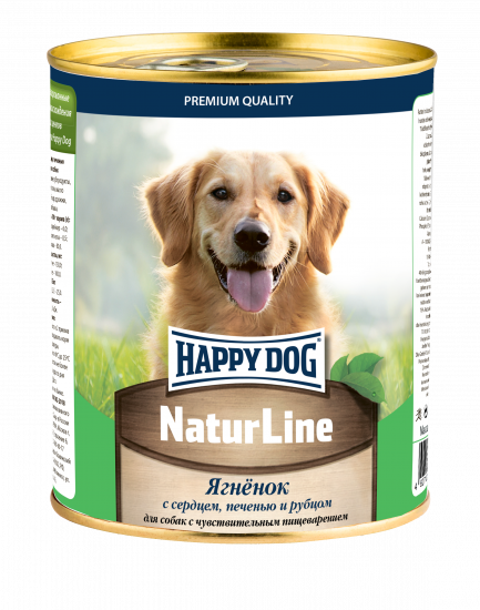 HAPPY DOG Natur Line 970 г консервы для собак с ягненком, с сердцем, печенью и рубцом