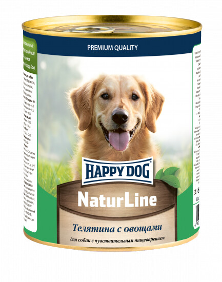 HAPPY DOG Natur Line 970 г консервы для собак телятина с овощами