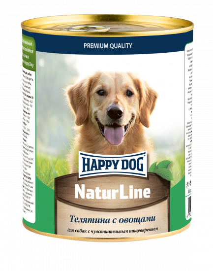 HAPPY DOG Natur Line 970 г консервы для собак телятина с овощами