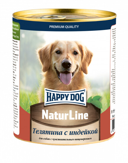 HAPPY DOG Natur Line 970 г консервы для собак телятина с индейкой