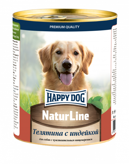 HAPPY DOG Natur Line 970 г консервы для собак телятина с индейкой