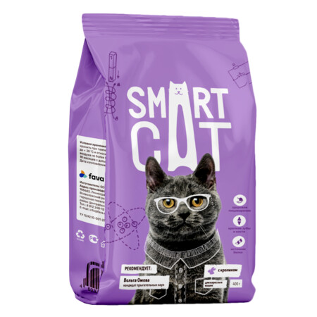 Smart Cat 1,4 кг сухой корм для взрослых кошек с кроликом