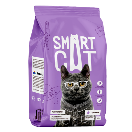 SMART 1,4 кг сухой корм для взрослых кошек с кроликом