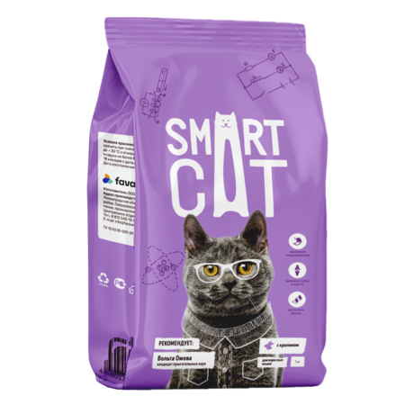 Smart Cat 5 кг сухой корм для взрослых кошек с кроликом