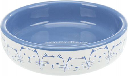 TRIXIE Hello my little cat 15 см 0,3 л миска для кошки плоская голубая-белая