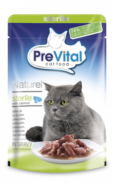 Pre Vital Naturel 85 гр пауч для стерилизованных кошек кусочки в соусе с лососем 1х28