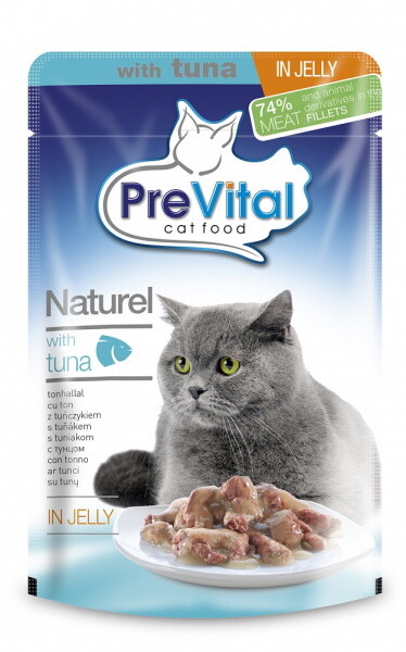 Pre Vital Naturel 85 гр пауч для кошек кусочки в желе с тунцом 1х28