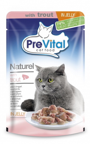 Pre Vital Naturel 85 гр пауч для кошек кусочки в желе с форелью 1х28