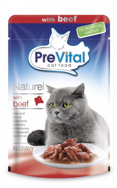 Pre Vital Naturel 85 гр пауч для кошек кусочки в соусе с говядиной 1х28