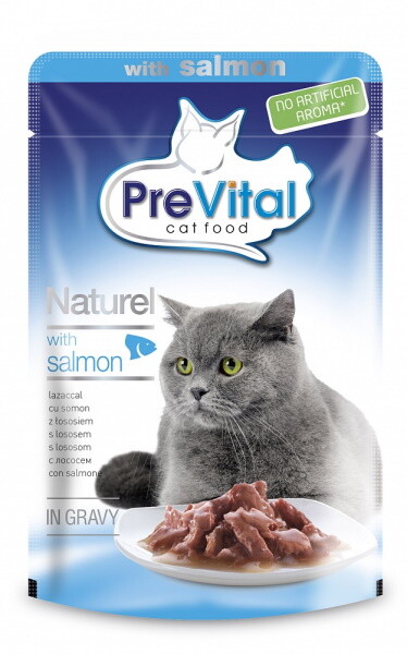 Pre Vital Naturel 85 гр пауч для кошек кусочки в соусе с лососем 1х28