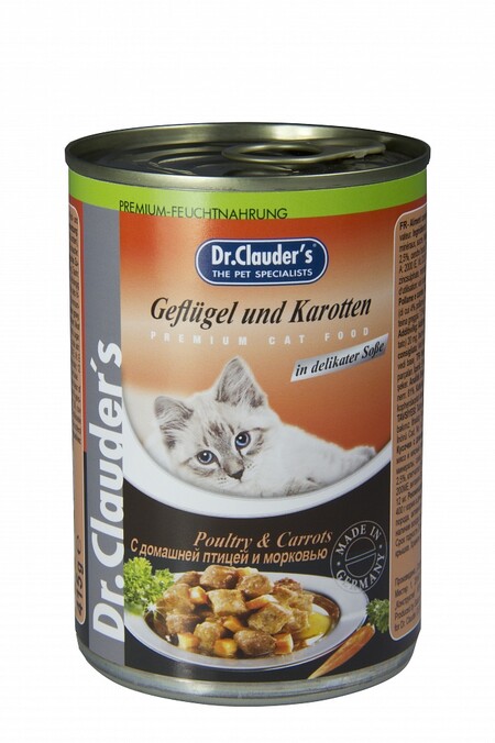Dr.Clauder`s 415 гр консервы для кошек с домашней птицей и морковью