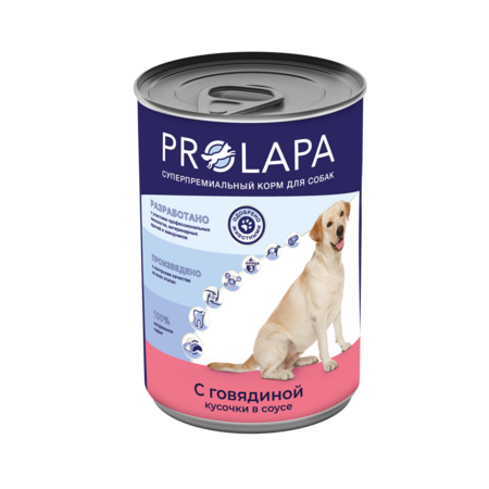 Prolapa Premium 850 гр консервы для собак говядина кусочки в соусе