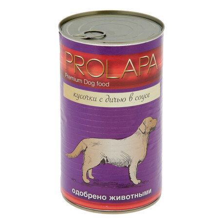 Prolapa Premium 850 гр консервы для собак дичь кусочки в соусе 1х6
