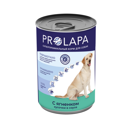 Prolapa Premium 850 гр консервы для собак с ягненком кусочки в соусе