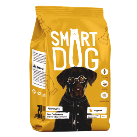 Smart Dog 800 г сухой корм для взрослых собак крупных пород с курицей