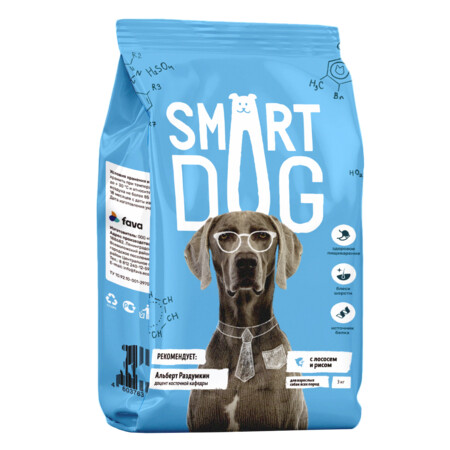 Smart Dog 3 кг сухой корм для взрослых собак с лососем и рисом