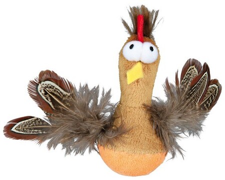 TRIXIE 10 см игрушка курица с микрочипом и перьями