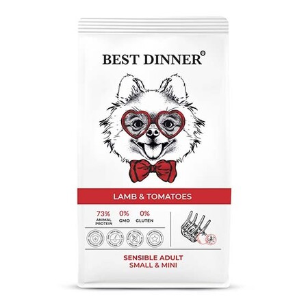 BEST DINNER ADULT SENSIBLE MINI LAMB&TOMATOES 1,5 кг сухой корм для собак мелких пород с ягнёнком и томатами