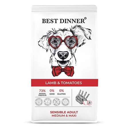 BEST DINNER ADULT SENSIBLE MEDIUM&MAXI LAMB&TOMATOES 3 кг сухой корм для собак средних и крупных пород с ягнёнком и томатами