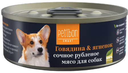 Petibon Smart 100 г консервы для собак рубленое мясо с говядиной и ягненком