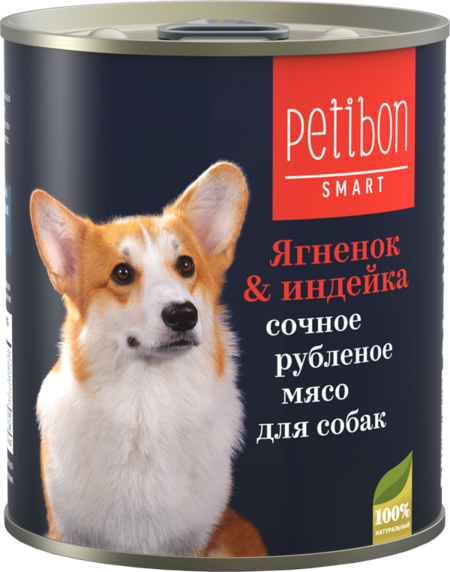 Petibon Smart 410 г консервы для собак рубленое мясо с ягненком и индейкой