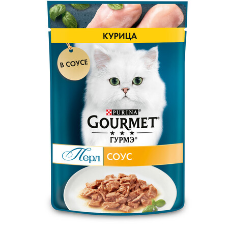 Gourmet Perle Мини-филе 75 г пауч консервы для кошек, с курицей 1х26