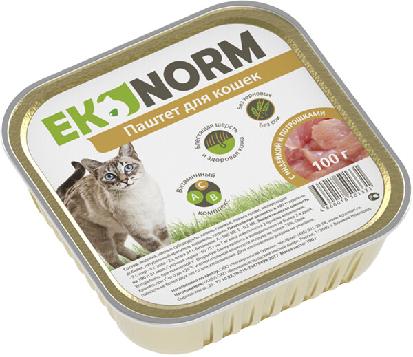 EKONORM 100 г паштет для кошек с индейкой и потрошками