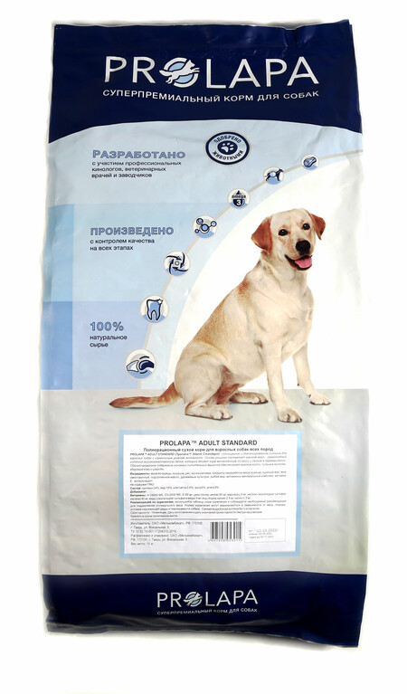 Prolapa Adult Standard 15 кг полнорационный сухой корм для взрослых собак всех пород с курицей