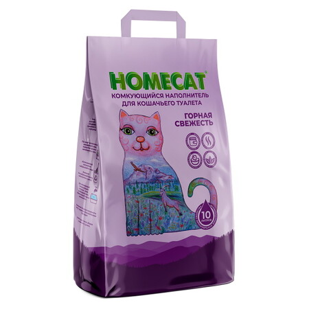 HOMECAT 10 л горная свежесть комкующийся наполнитель для кошачьих туалетов 1х3