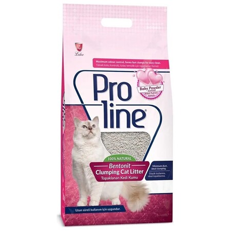 Proline 10 л комкующийся бентонитовый наполнитель для кошачьего туалета с ароматом детской присыпки