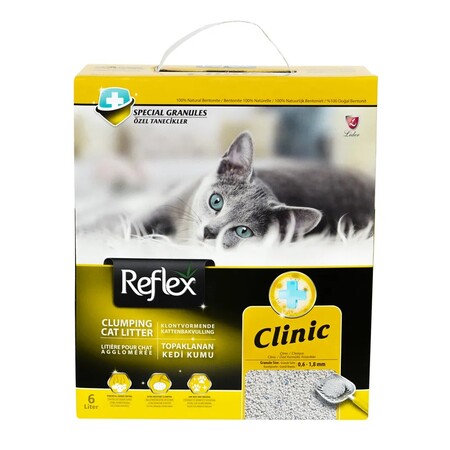 Reflex 6 л комкующийся бентонитовый наполнитель для кошачьего туалета с антибактериальным эффектом