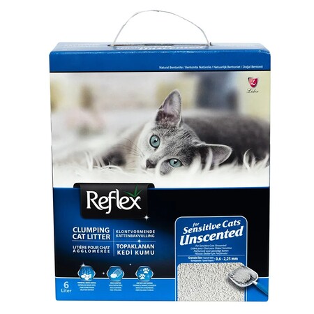 Reflex 6 л комкующийся бентонитовый наполнитель для кошачьего туалета гипоаллергенный без запаха