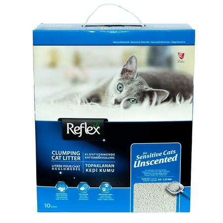 Reflex 10 л комкующийся бентонитовый наполнитель для кошачьего туалета гипоаллергенный без запаха