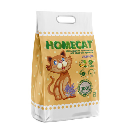 HOMECAT Ecoline Лаванда 12 л комкующийся наполнитель для кошачьих туалетов с ароматом лаванды