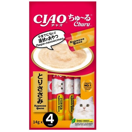 INABA Ciao Churu 4х14 г пюре для кошек куриное филе