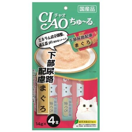 INABA Ciao Churu 4х14 г пюре для кошек для профилактики заболеваний мочевыделительной системы тунец магуро