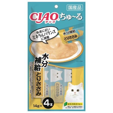 INABA Ciao Churu 4х14 г пюре для кошек для поддержания водного баланса в организме куриное филе