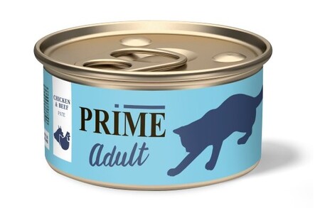 PRIME Adult 75 г консервы для кошек паштет курица и говядина
