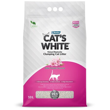 Cat`s White Baby Powder scented 10 л комкующийся наполнитель с ароматом детской присыпки для кошачьего туалета