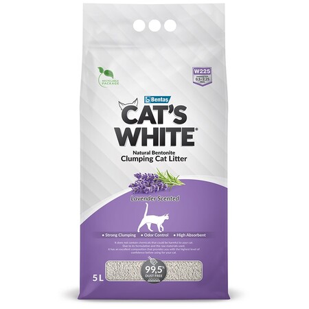 Cat's White Lavender scented 5 л комкующийся наполнитель с нежным ароматом лаванды для кошачьего туалета