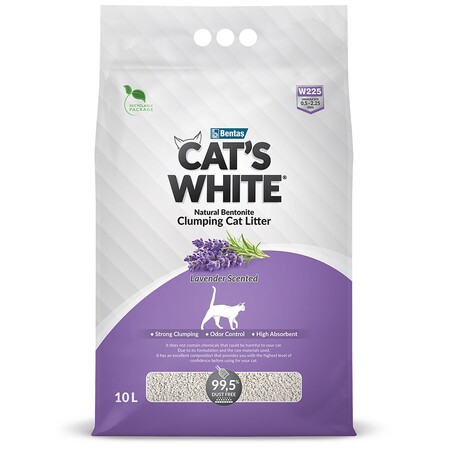 Cat's White Lavender scented 10 л комкующийся наполнитель с нежным ароматом лаванды для кошачьего туалета
