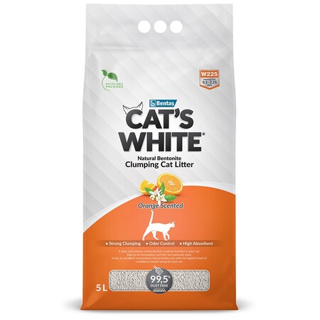 Cat's White Orange scented 5 л комкующийся наполнитель с ароматом апельсина для кошачьего туалета
