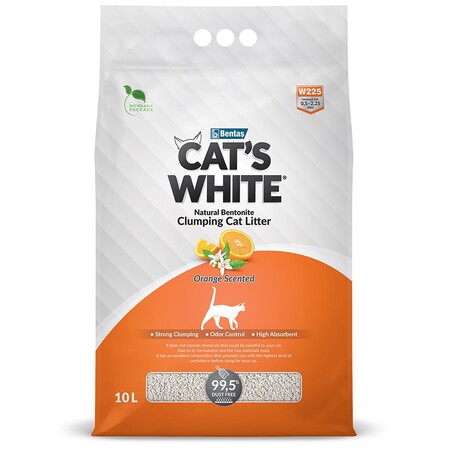 Cat`s White Orange scented 10 л комкующийся наполнитель с ароматом апельсина для кошачьего туалета