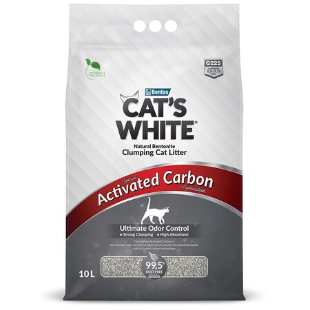 Cat`s White Activated Carbon 10 л комкующийся наполнитель с активированным углем для кошачьего туалета