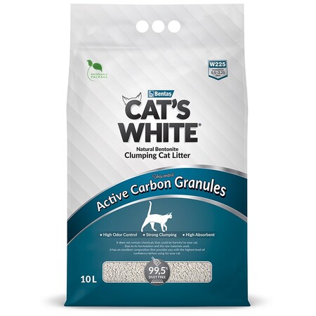 Cat's White Active Carbon Granules 10 л комкующийся наполнитель с гранулами активированного угля для кошачьего туалета